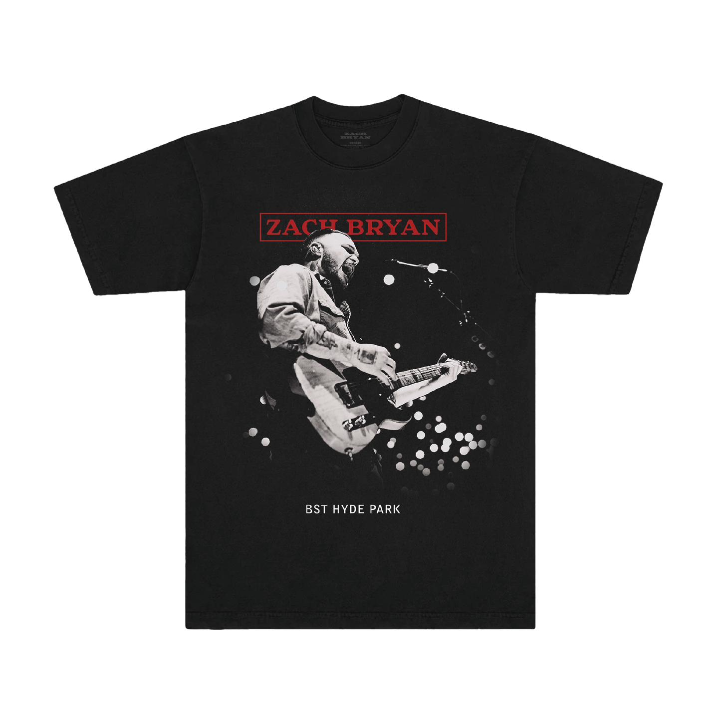 Black Zach Bryan T-Shirt with BST Hyde Park graphic on the front