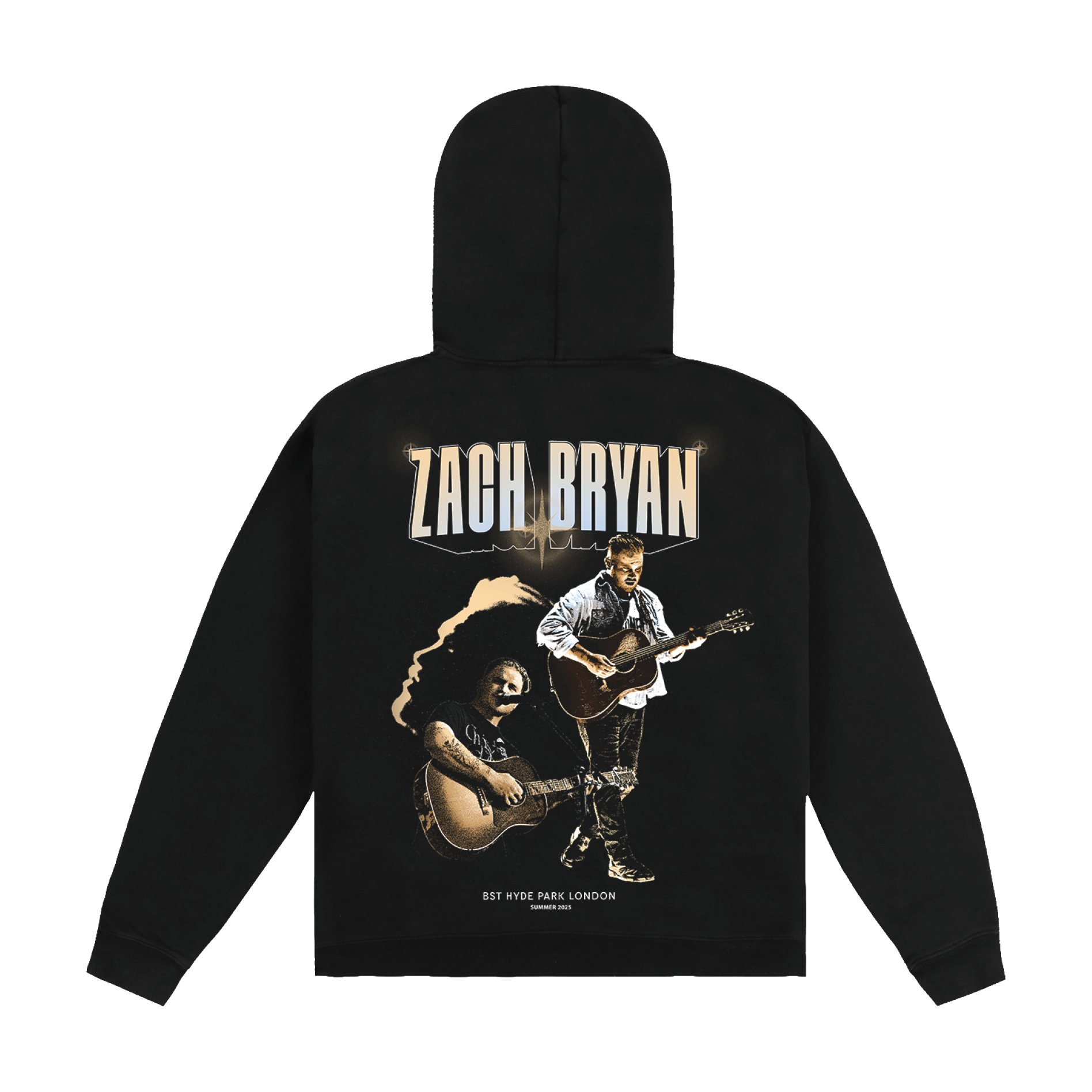 Black Zach Bryan Hoodie with BST Hyde Park event Graphic on the back