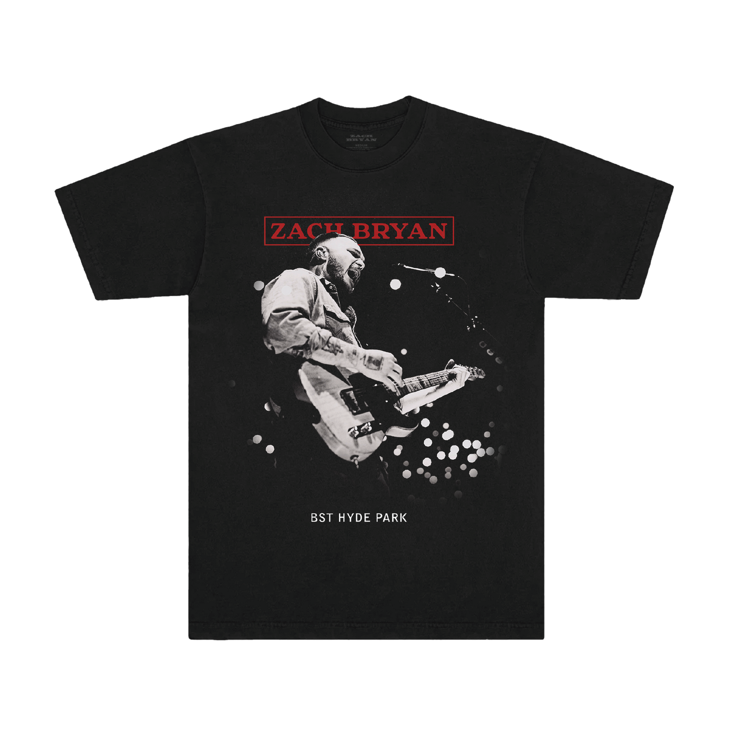 Black Zach Bryan T-Shirt with BST Hyde Park graphic on the front
