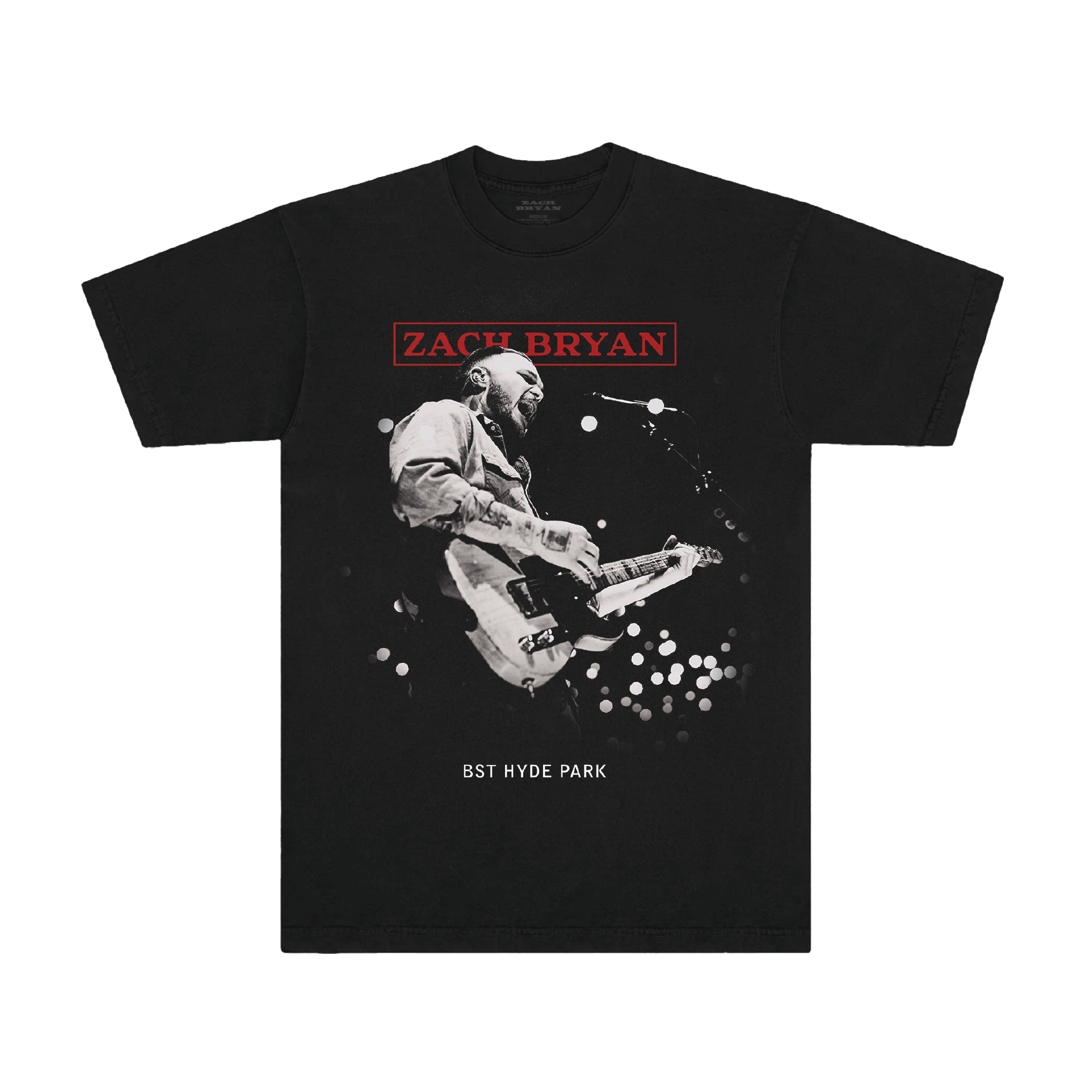 Black Zach Bryan T-Shirt with BST Hyde Park graphic on the front
